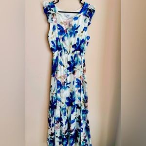 Le Ragazze Made in Italy Silk Blended Floral Maxi Dress Size M EUC